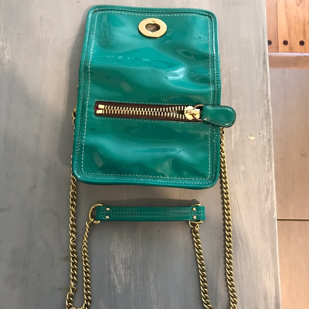 Authentic Coach cross body, patent green leather